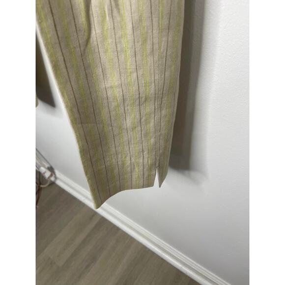 Rafaella size 12 linen pants fully lined women's trousers khaki cream stripe - Picture 4 of 16